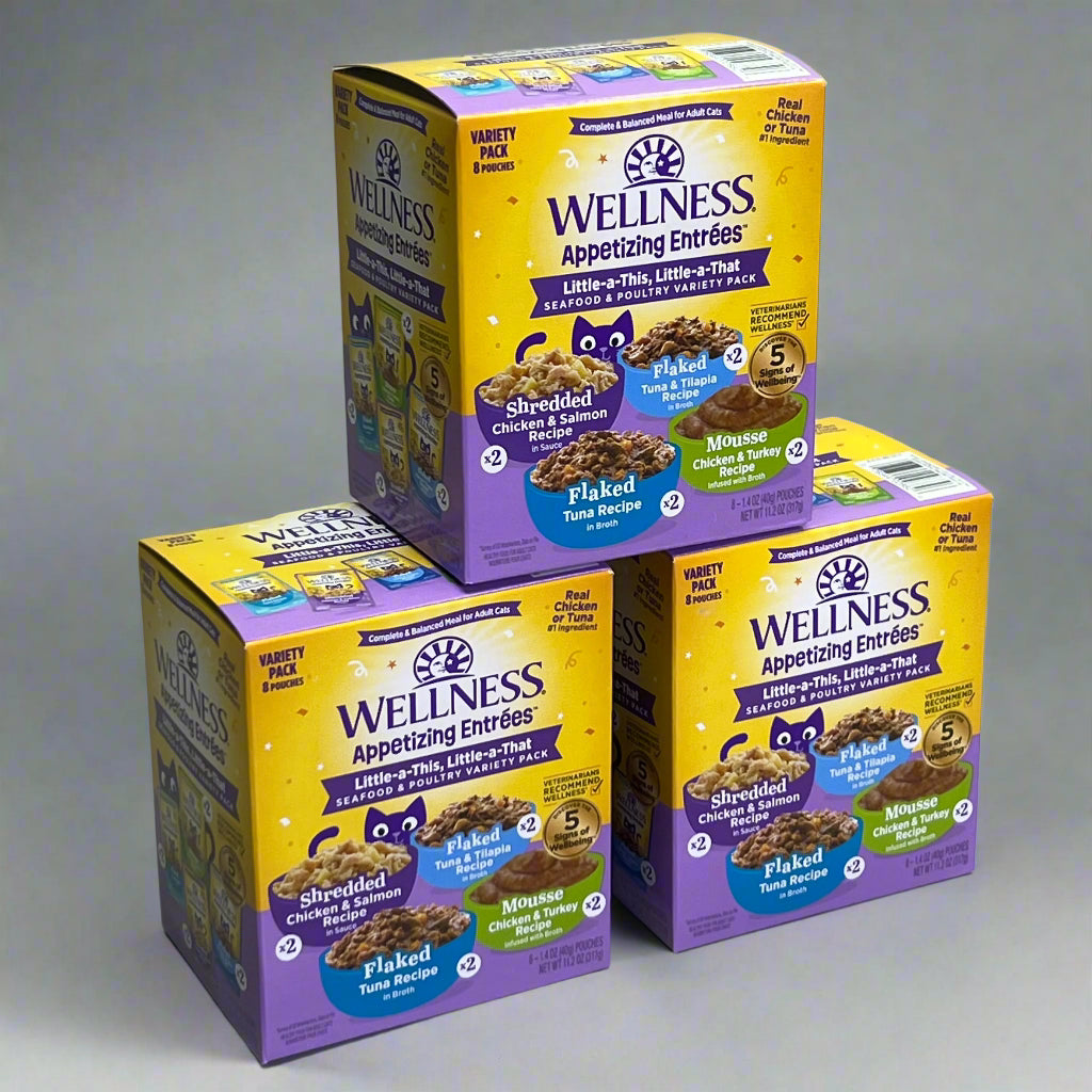 WELLNESS (3 PACK) Appetizing Entrees Seafood & Poultry Wet Cat Food BB 03/27